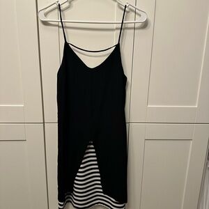 Elegant Black and White Striped Mini Dress